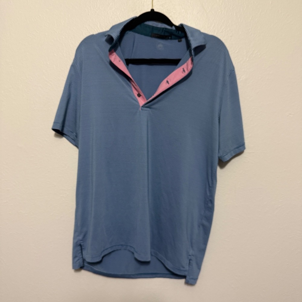 Greyson Men's Golf Saranac Polo Dasher Blue Stripes Size Small